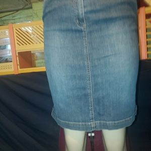 Talbots petites size 4P stretch blue jean pencil skirt euc